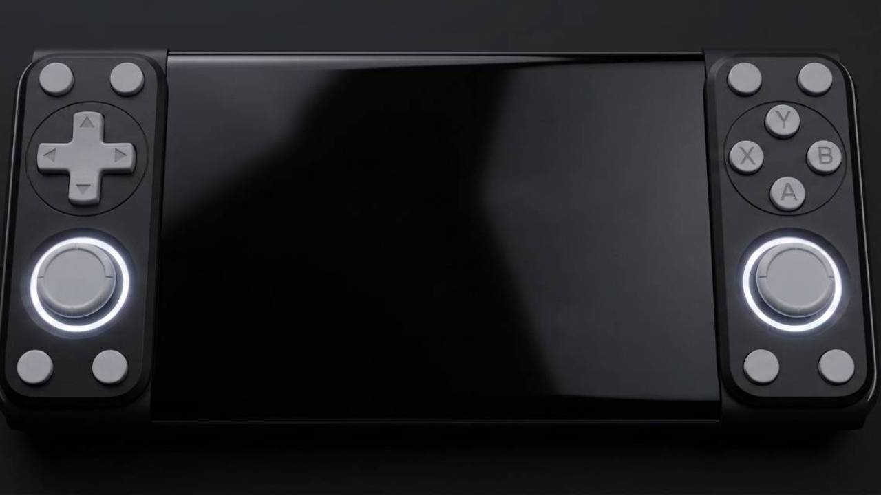 BandController bands attached to a phone in landscape, thumbs on the buttons