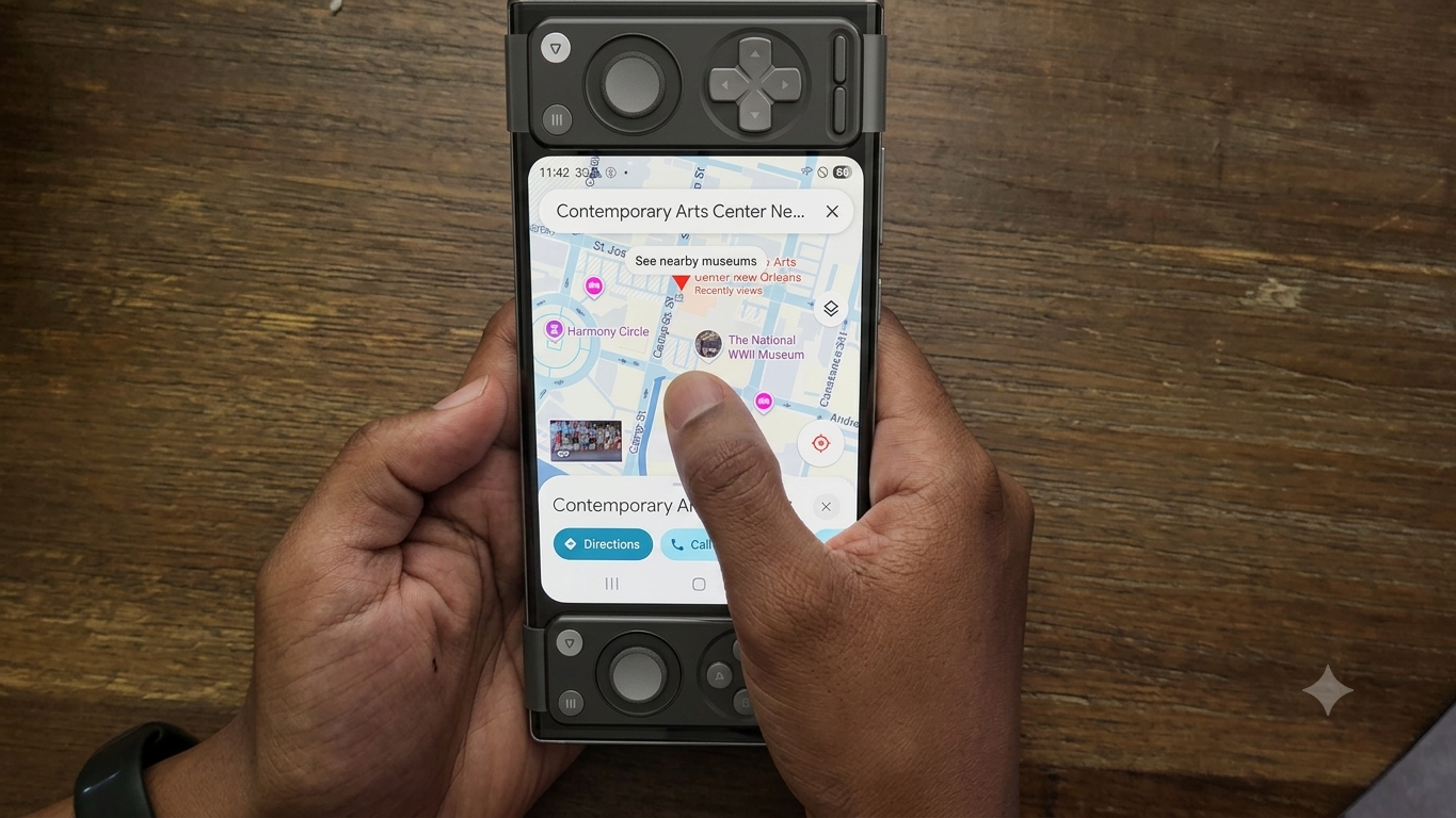 Phone in everyday use with BandController bands on, screen and ports clear